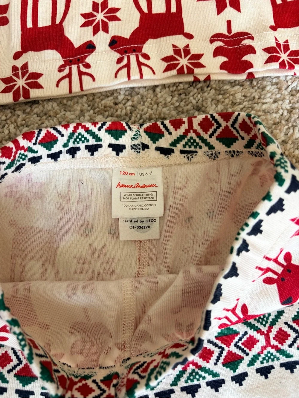 Hanna Andersson Red and White Reindeer Pajama Set